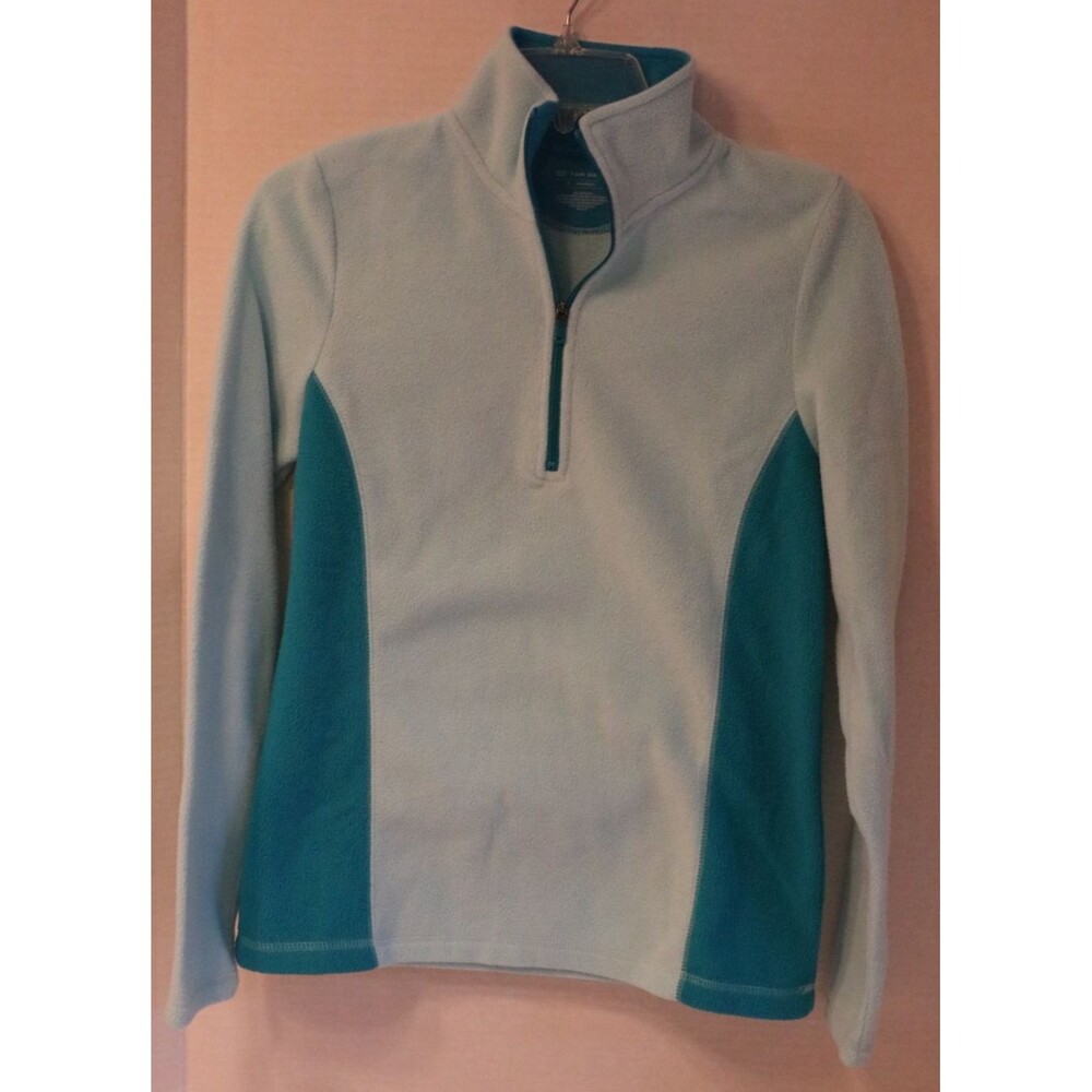 Tek Gear Womens Light Blue 1/4 Zip Mock Neck Pullover Fleece Athletic Top Size S